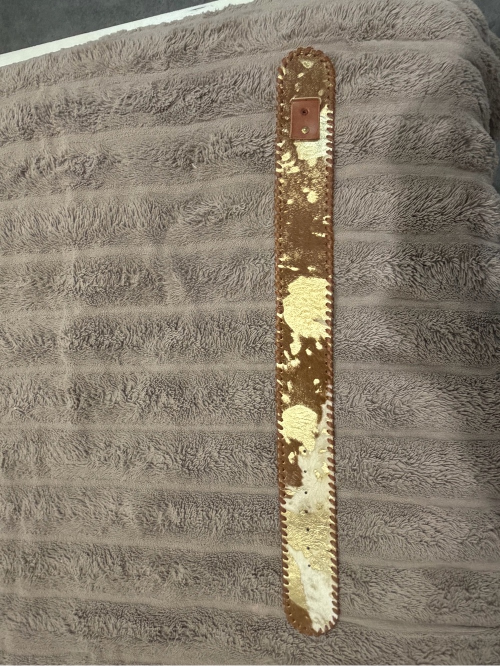 Brown and Gold Hair-On Cowhide Waist Belt